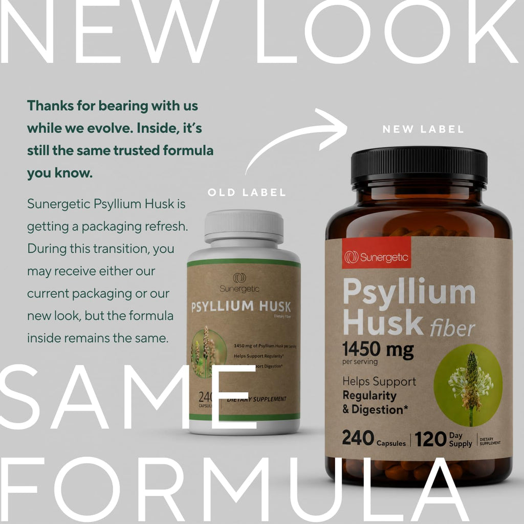 Sunergetic Psyllium Husk 1450mg – 240 Cápsulas de Fibra Soluble