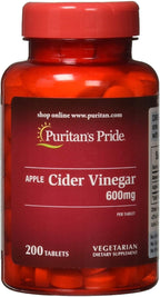 Puritan's Pride Vinagre de Manzana 600 mg, Comprimidos Vegetarianos, 200 Comprimidos