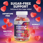 Vitamina C Sin Azúcar Gomitas - Suplemento Inmunológico - 60 Gomitas Veganas Sabor Frambuesa