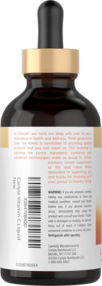 Carlyle Vitamina C Gotas Líquidas | 118 ml | Ácido Ascórbico y Ascorbato Sódico | Sabor Naranja | Vegano, Sin Gluten, Sin OMG