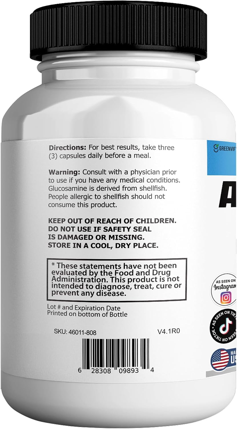 Arthrozince Max Extra Strength Joint Support – Glucosamine, Chondroitin, MSM, Boswellia, Turmeric – 60 Cápsulas