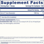 ProHealth Longevity Trans-Resveratrol en Polvo 100 Gramos - Grado Farmacéutico, 1000 mg por Porción