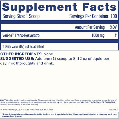ProHealth Longevity Trans-Resveratrol en Polvo 100 Gramos - Grado Farmacéutico, 1000 mg por Porción – Image 6