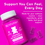 BEARVANA Gominolas de Probióticos y Vitamina C para el Apoyo del pH Vaginal – Suplemento de Bienestar Femenino con Sabor a Piña – 60 Gominolas
