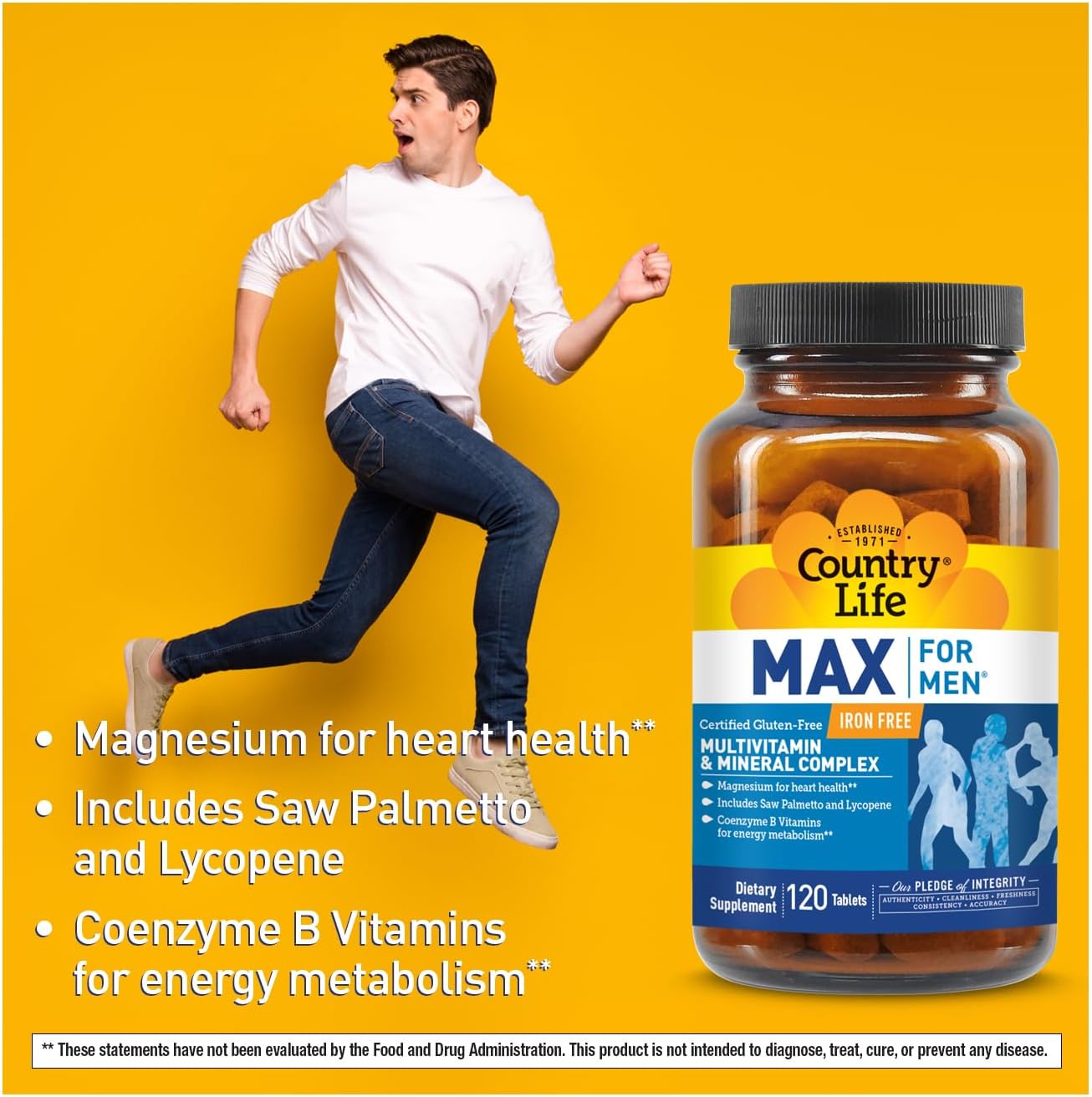 Country Life Max para Hombres Multivitamínico - 120 Comprimidos Vegetarianos