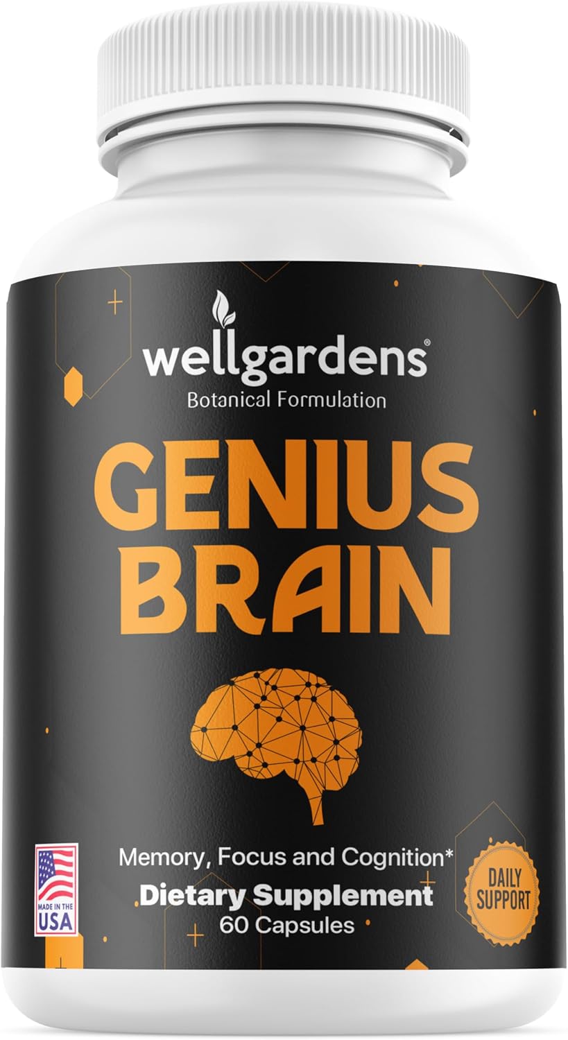 Suplemento Cerebral Puro para Memoria, Concentración y Cognición - Apoyo Diario con Bacopa, Magnesio, Vitaminas B6, Fosfatidilserina - No-GMO, Sin Gluten