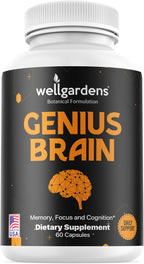 Suplemento Cerebral Puro para Memoria, Concentración y Cognición - Apoyo Diario con Bacopa, Magnesio, Vitaminas B6, Fosfatidilserina - No-GMO, Sin Gluten