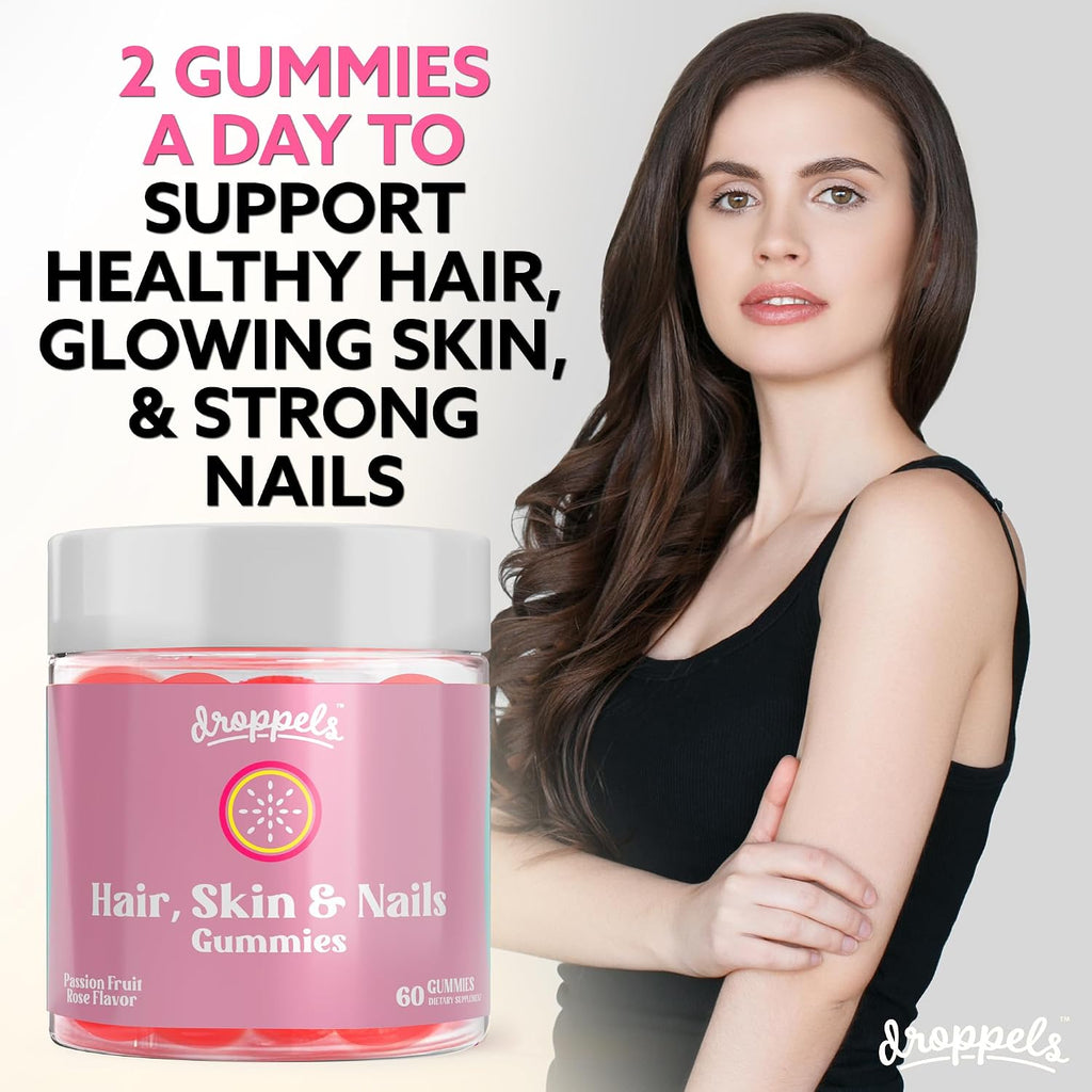 Gominolas de Biotina 10.000 mcg para Cabello, Piel y Uñas - Droppels