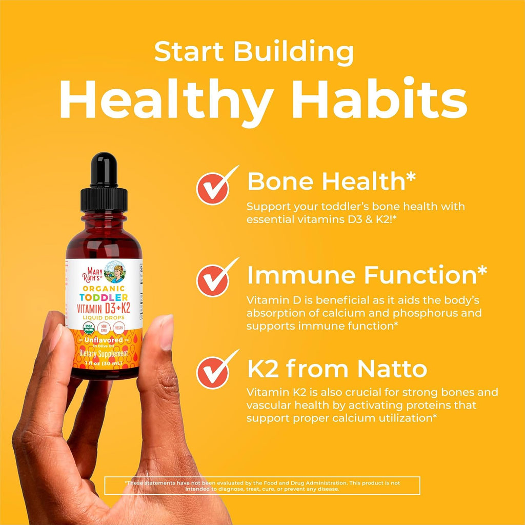 MaryRuth's Organics Gotas de Vitamina D3 y K2 para Niños Pequeños - 30 ml