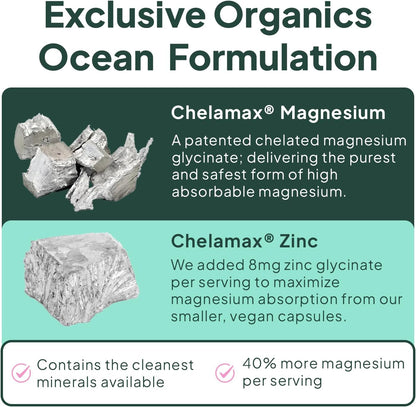 Organics Ocean Magnesio Glicinato Puro con – El magnesio contribuye a la función muscular normal . – Image 5