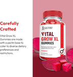 Justified Laboratories Vital Grow XL Gummies - 1000 mg de Vinagre de Manzana con Vitamina B12 y Folato - Pack de 3 (180 Gominolas) - Vegano y Sin Gluten