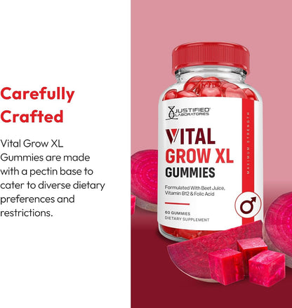 Justified Laboratories Vital Grow XL Gummies - 1000 mg de Vinagre de Manzana con Vitamina B12 y Folato - Pack de 3 (180 – Image 4