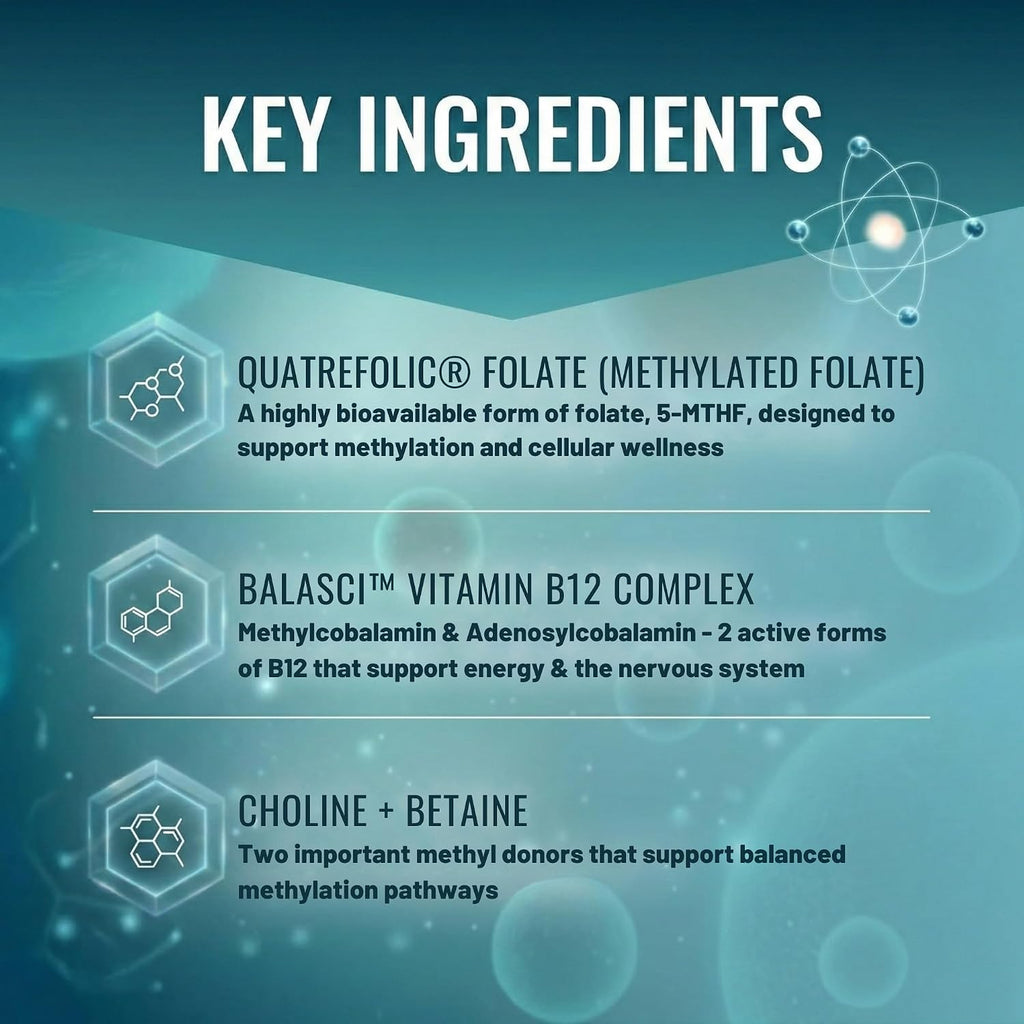 Approved Science Methylated B Complex – Complejo B Bioactivo Completo - Folato (5-MTHF), Vitamina B12 Metilada, P5P – Apoyo a la Metilación – Colina, Betaína - 60 Cápsulas - Pack de 3