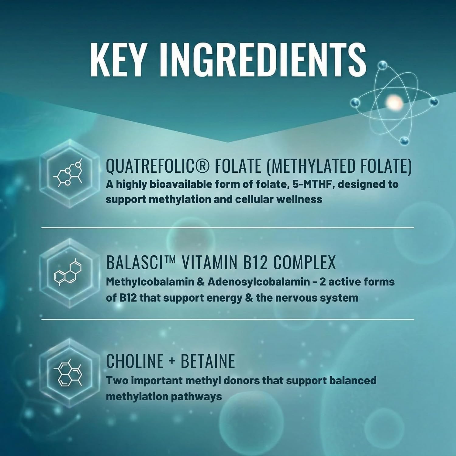 Approved Science Methylated B Complex – Complejo B Bioactivo Completo - Folato (5-MTHF), Vitamina B12 Metilada, P5P – Apoyo a la Metilación – Colina, Betaína - 60 Cápsulas - Pack de 3