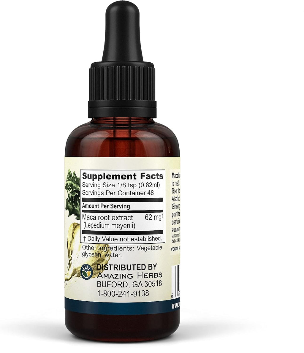 Amazing Herbs Maca Express Liquid Extract - Peruvian Maca Extract, Promotes Vitality and Energy - 30 ml