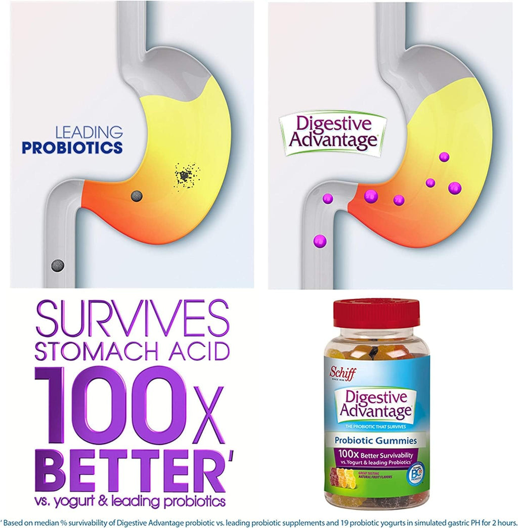 Schiff Sustenex Probiotic Gummies Assorted Fruit Flavor - 60 Gummies