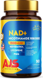 AJS NAD+ Cellular Energy – Suplemento NR con PQQ, Resveratrol, Licopeno y Colágeno – 90 Cápsulas