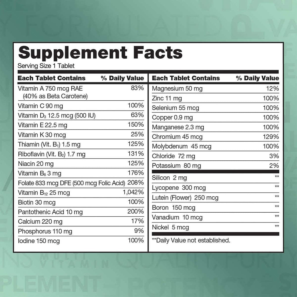 KIRKLAND Signature Adult 50+ Multi Vitamins & Minerals, 400 Tablets (2 Pack)