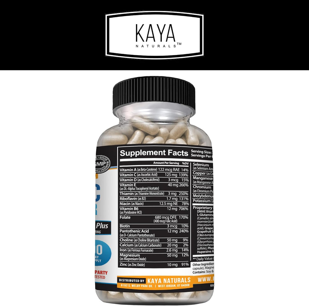 Kaya Naturals - Nootropic Brain Booster - Potenciador Cognitivo para Memoria y Concentración - 180 Cápsulas