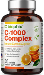 biophix Vitamin C 1000 mg - 30 Tablets - Vegan Complex with Calcium Ascorbate, Bioflavonoids, Acerola and Rutin