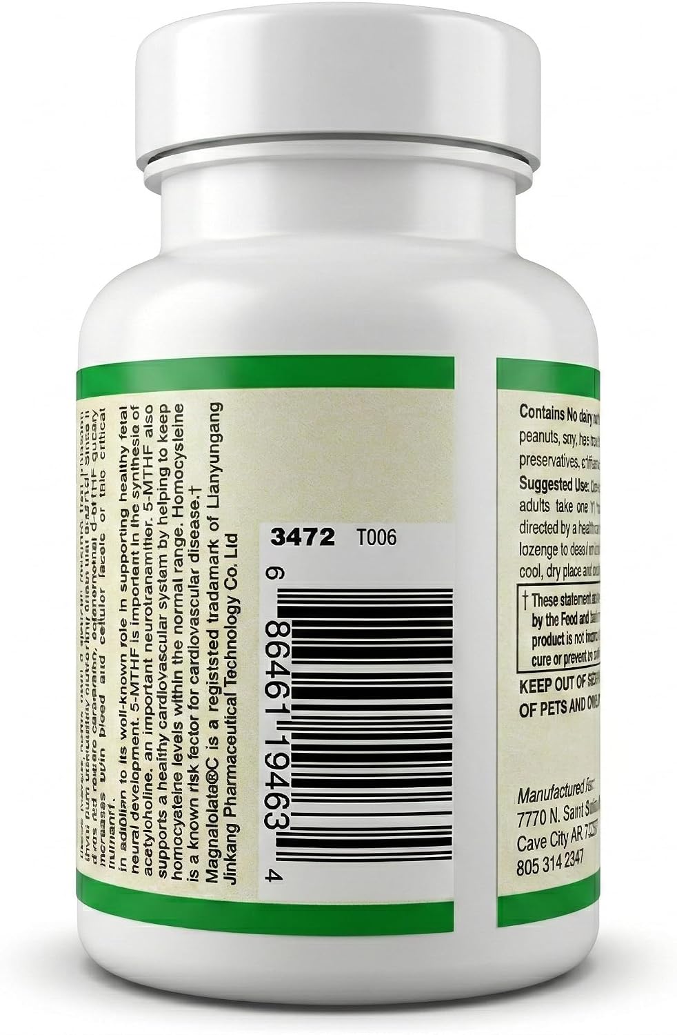 AlchePharma Metilfolato Coenzimado 1.360 mcg DFE - L-5-MTHF Bioactivo - Sin Gluten, Vegano, No OMG - Sabor Cereza Natural - 60 Comprimidos