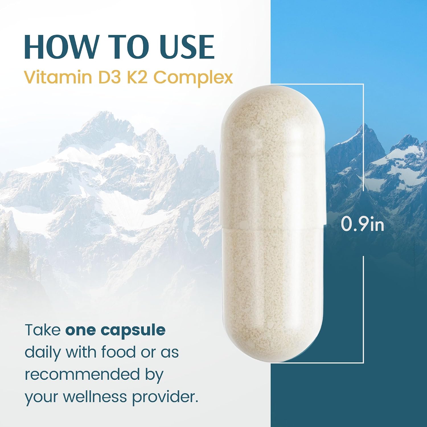 Complejo de Vitamina D3 y K2 de Vykee Nutrition - Alta Potencia: 140 mcg de D3 y 110 mcg de K2 (MK-7) - Suplemento Vegano para el Apoyo Óseo y Cardíaco, Sin OGM, Sin Gluten - 120 Cápsulas