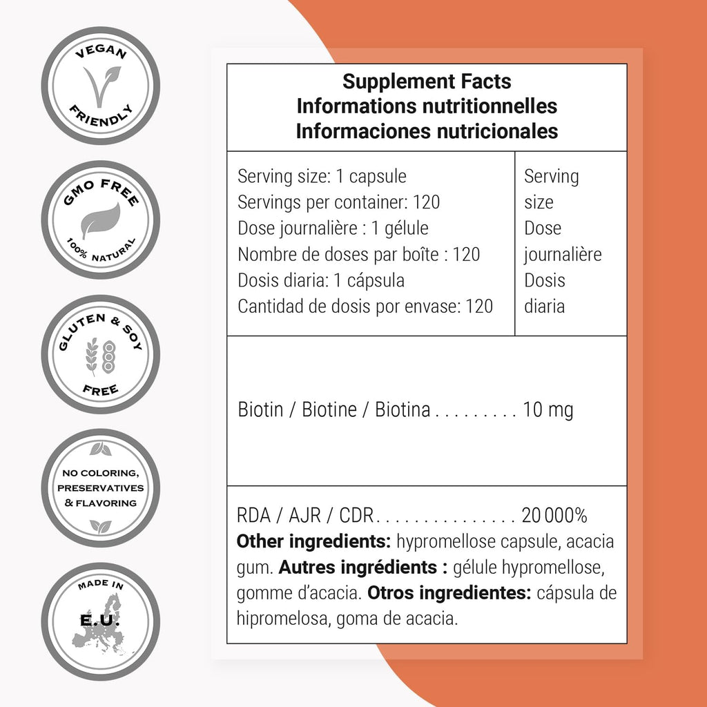 Supersmart Biotina 10.000 mcg - 120 Cápsulas Vegetales