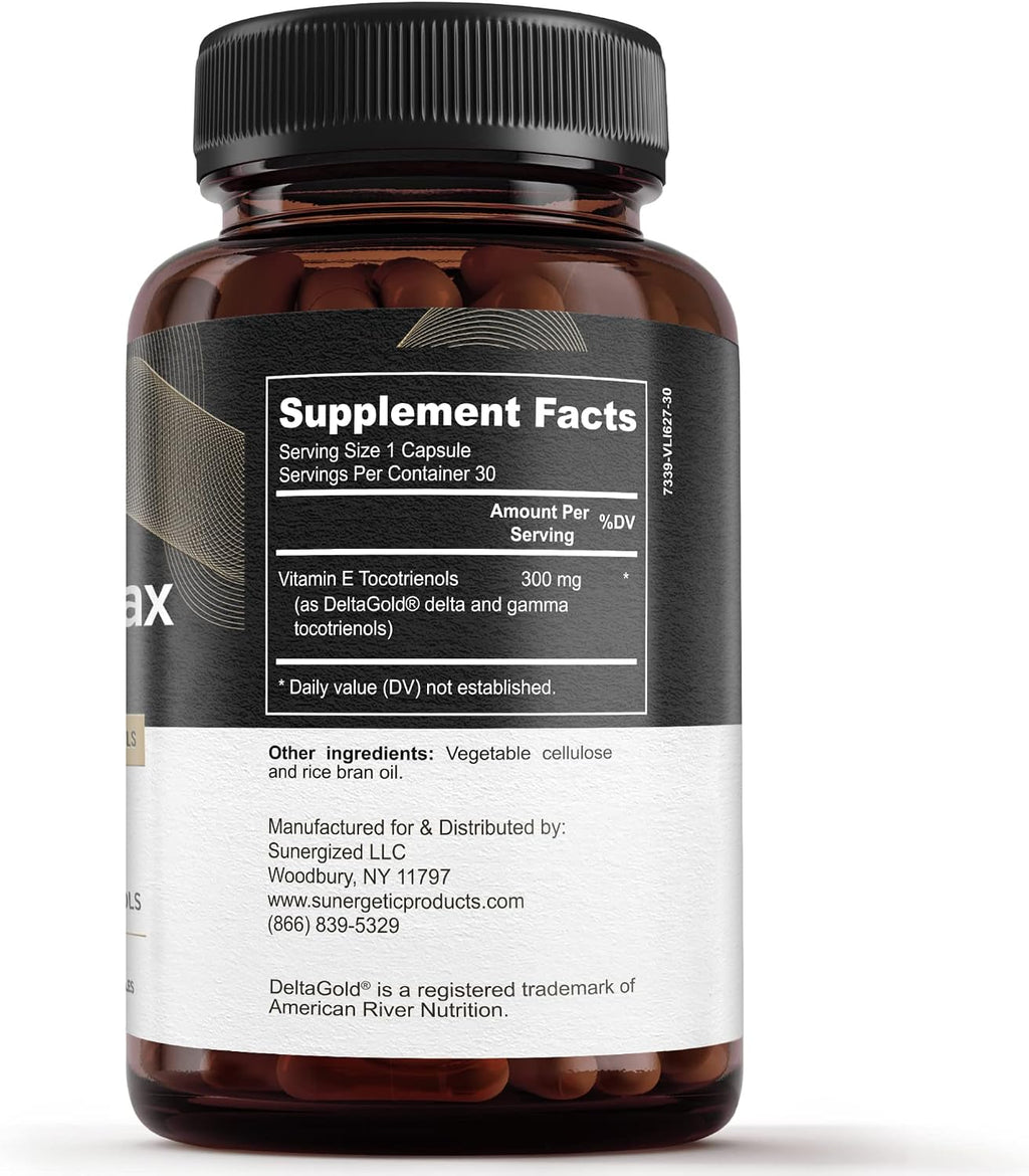 Sunergetic Premium Annatto Tocotrienol – Vitamina E 300 mg – DeltaGold – 30 Cápsulas Líquidas