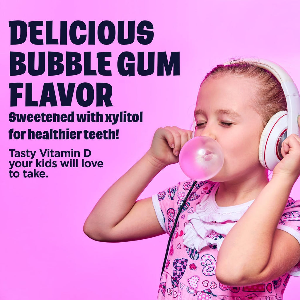 KAL Vitamin D-Rex Chewable for Kids, Vitamin D3 400 IU, Bubblegum Flavored, 90 Dinosaur Shaped Tablets