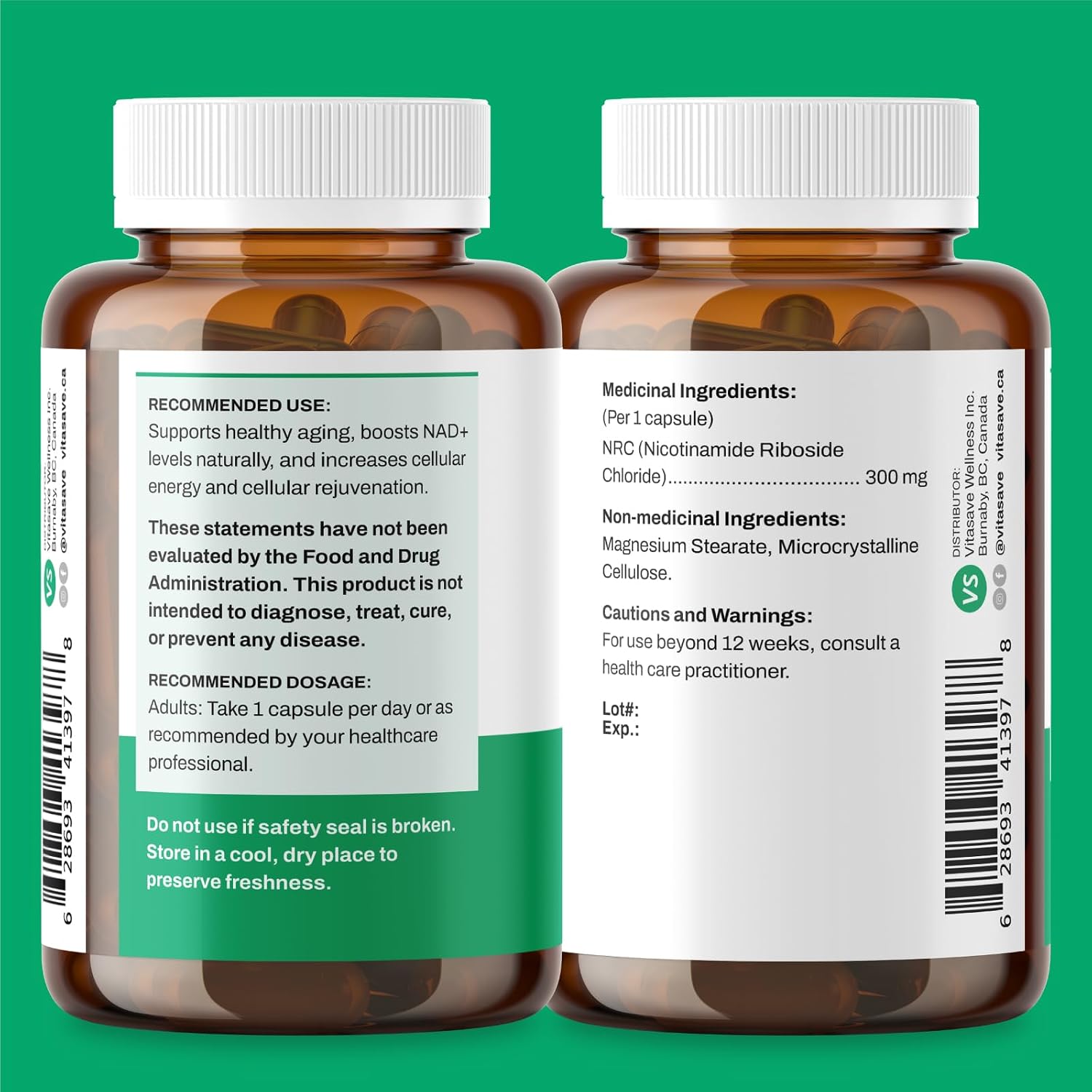 Vitasave NiaMax NAD+ 300mg - 30 Cápsulas - Suplemento de Niacinamida Ribósido