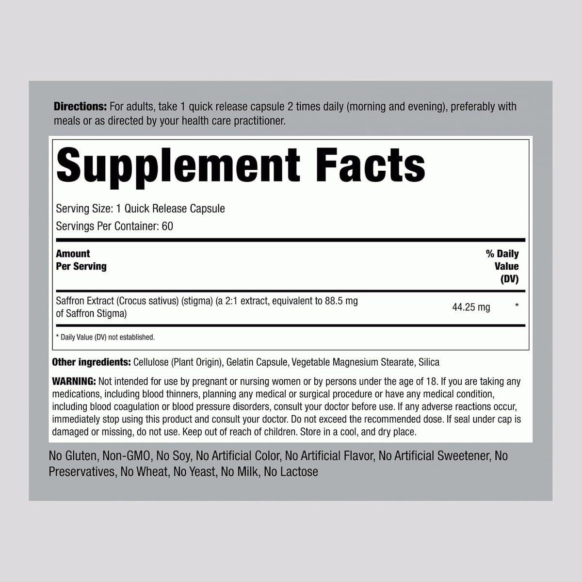 Ultimate Saffron Extract 88.5 mg, 60 – Crocina : un carotenoide que aporta el color rojo intenso y amarillo, con – Image 2