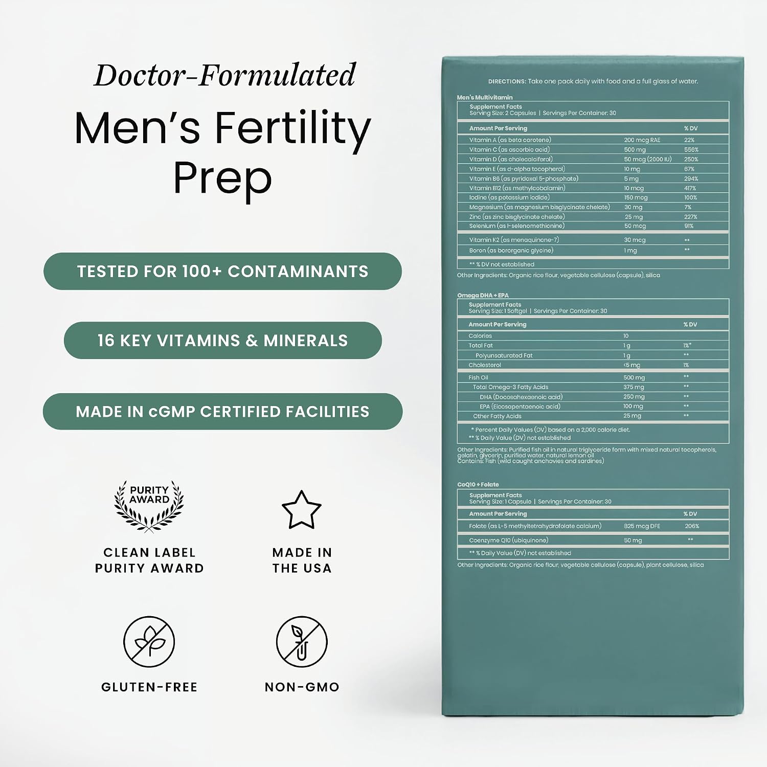 Perelel Men's Multi Support Pack - Multivitamínico diario con magnesio, omega 3, CoQ10 y folato - 30 sobres