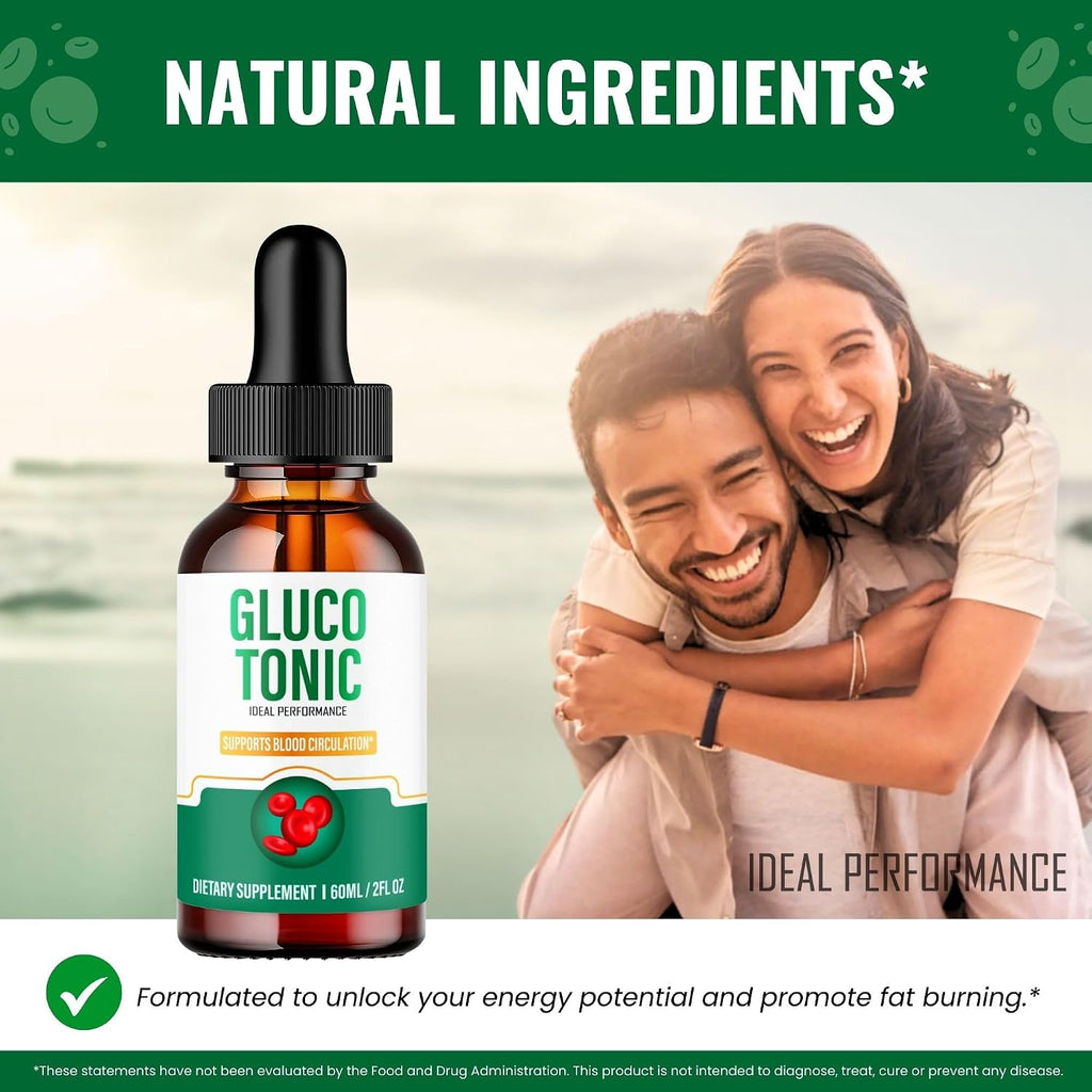 Gluco Tonic Drops - Fórmula Líquida de Apoyo Sanguíneo, Alta Potencia, 1 Pack