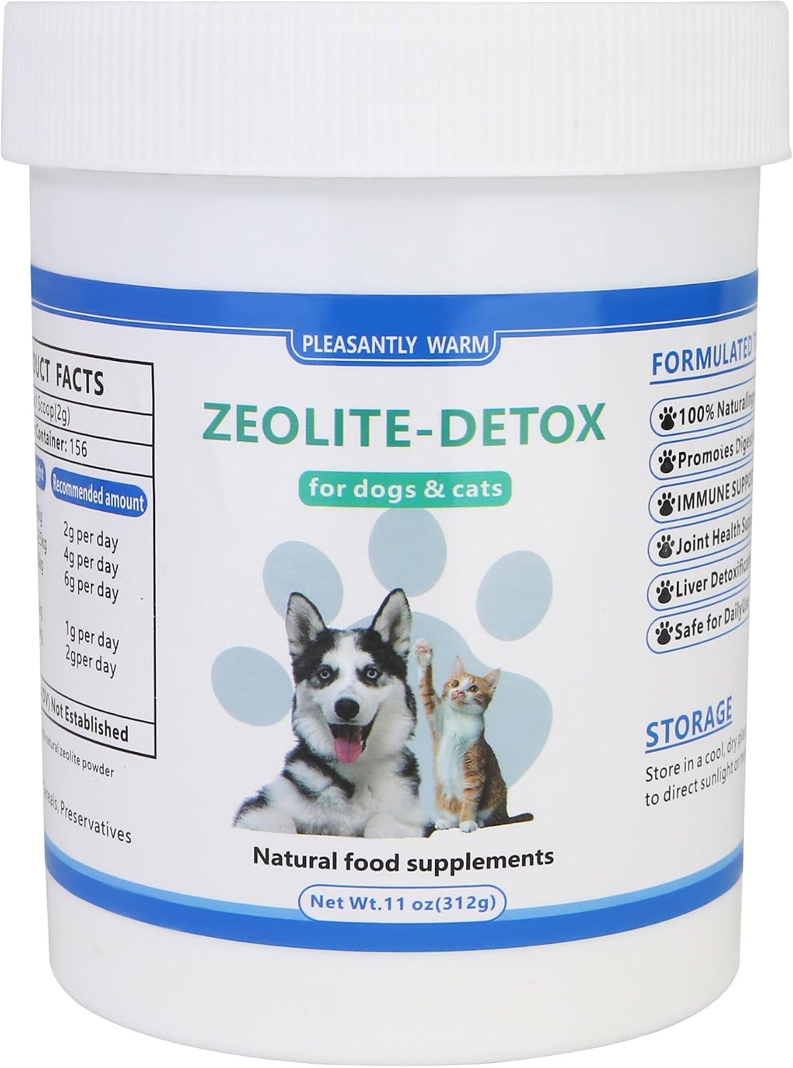 Polvo Detox de Zeolita Natural para Perros y Gatos – Pleasantly Warm – 311g