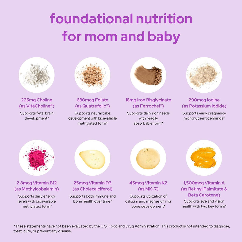 Premom Vitaminas Prenatales 27 en 1, 60 Cápsulas Veganas con 5-MTHF, Colina y Hierro