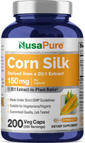 NusaPure Cápsulas de Seda de Maíz, 150 mg, 200 Cápsulas Veganas (No OGM, Vegano)
