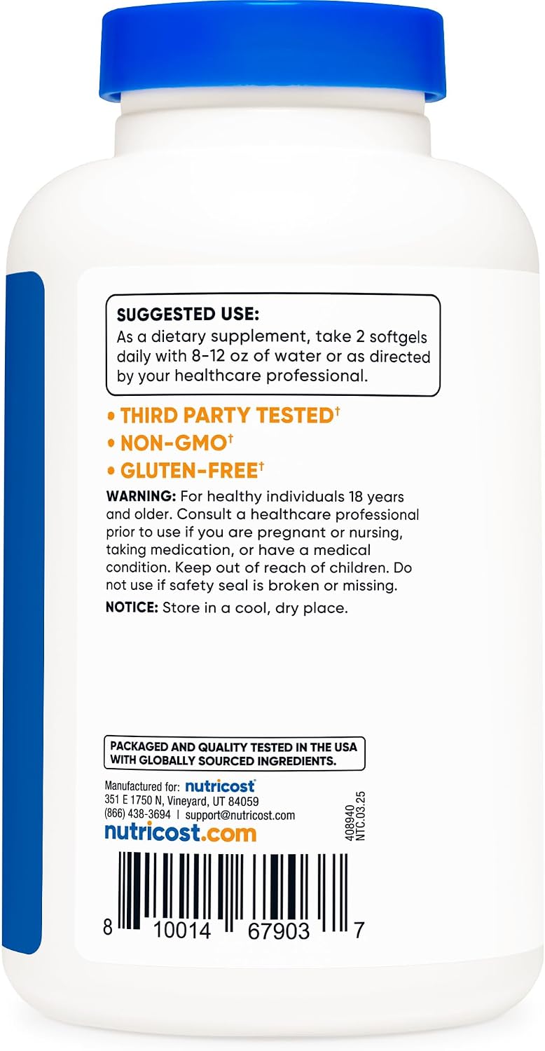Nutricost Beta Sitosterol 120 Cápsulas Blandas, 500mg - Suplemento No GMO, Sin Gluten, 60 Dosis