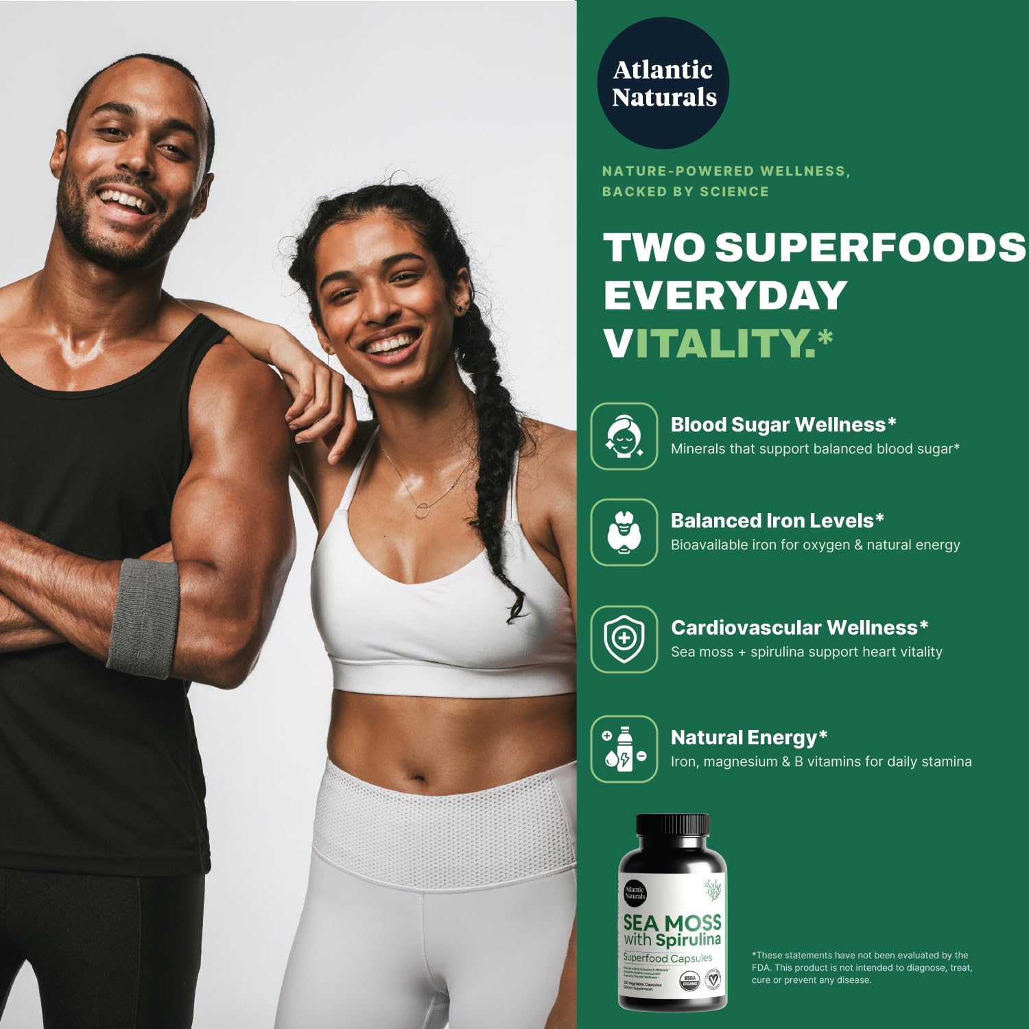 Cápsulas de Musgo Marino y Espirulina - Complemento Alimenticio Natural - 120 Cápsulas
