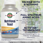 KAL Levadura Nutricional, Enriquecida con Vitaminas B, Biotina, Ácido Fólico, Aminoácidos, 500 Comprimidos