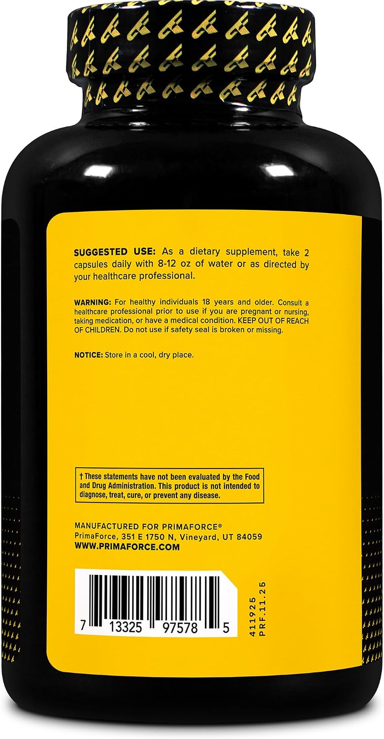 Primaforce HMB (Beta-Hidroxi Beta-Metilbutirato) 1000 mg, 180 Cápsulas - Sin Gluten y No Transgénico