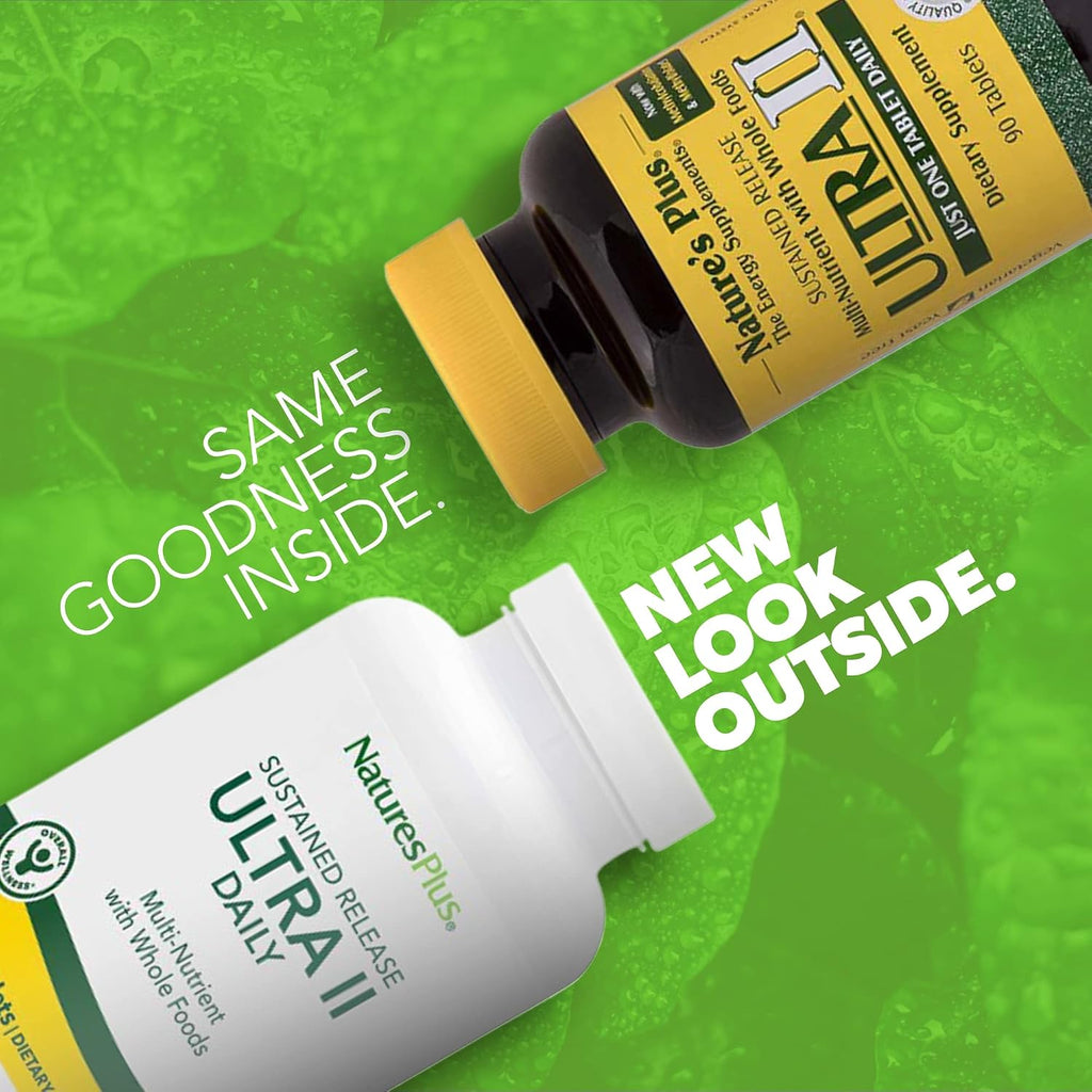NaturesPlus Ultra II Daily - 90 Comprimidos - Multivitamínico con Alimentos Integrales para el Bienestar General - Apoya la Energía y la Salud Inmunológica - Liberación Sostenida