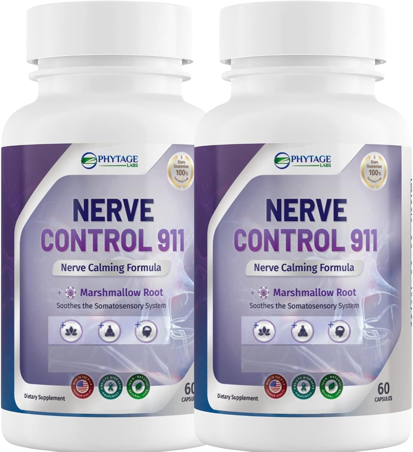 Phytage Labs Nerve Control 911 – Complemento Botánico Avanzado para el Sistema Nervioso – 60 Cápsulas