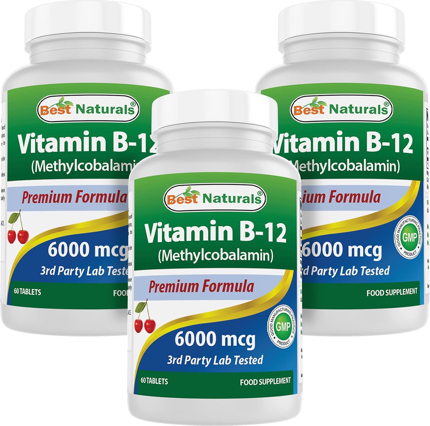 Best Naturals Vitamina B12 Metilcobalamina 6000 mcg – 60 Comprimidos Sublinguales (Pack de 3)