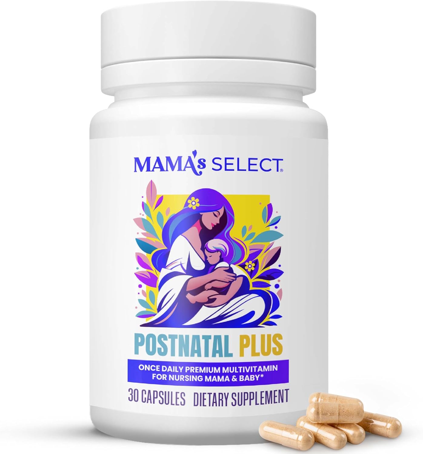 Mama's Select Vitaminas Postnatales – Multivitamínico Postparto, 30 Cápsulas