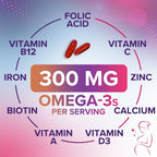 Vitaminas Prenatales con Ácido Fólico y Omega 3 DHA - Suplemento Multivitamínico para el Embarazo - 240 Cápsulas Blandas
