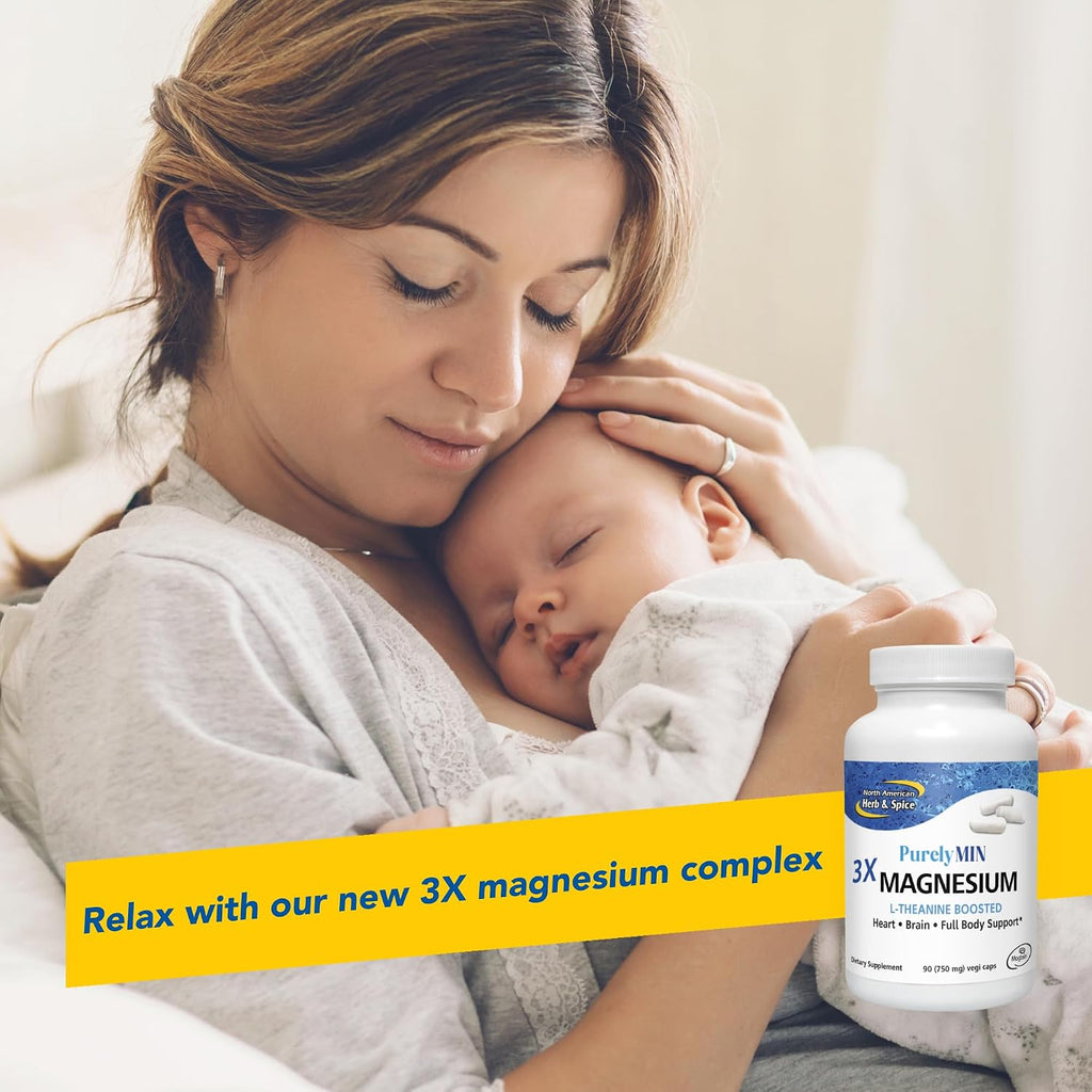 North American Herb & Spice PurelyMin - Complejo de Magnesio + L-Teanina - 90 Cápsulas Vegetales