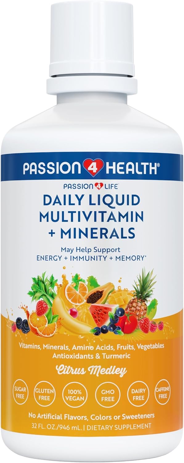 Passion 4 Life Multivitamínico Líquido Diario + Minerales - Más de 100 Ingredientes Premium para Toda la Familia