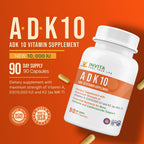 INVITA ADK 10 – Suplemento de Vitaminas A, D3 10,000 UI y K2-MK7 – 90 Cápsulas