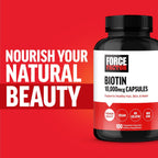 Force Factor Biotin 10000mcg - Suplemento de Biotina Vegano - 100 Cápsulas Vegetales