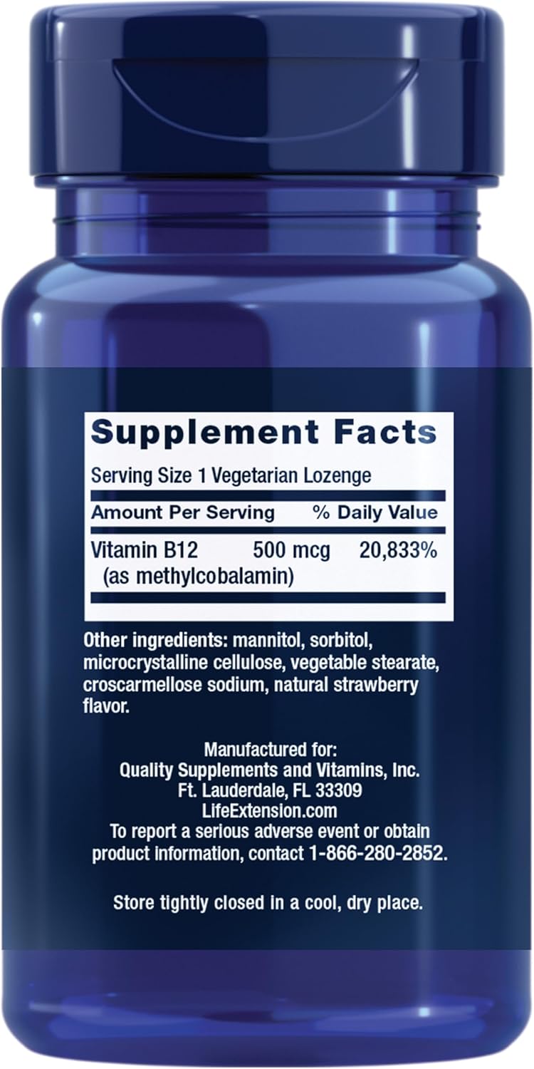 Life Extension Vitamina B12 Metilcobalamina 500 mcg - 100 pastillas veganas
